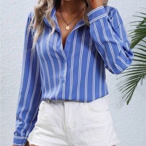 Blue Striped Women's Top